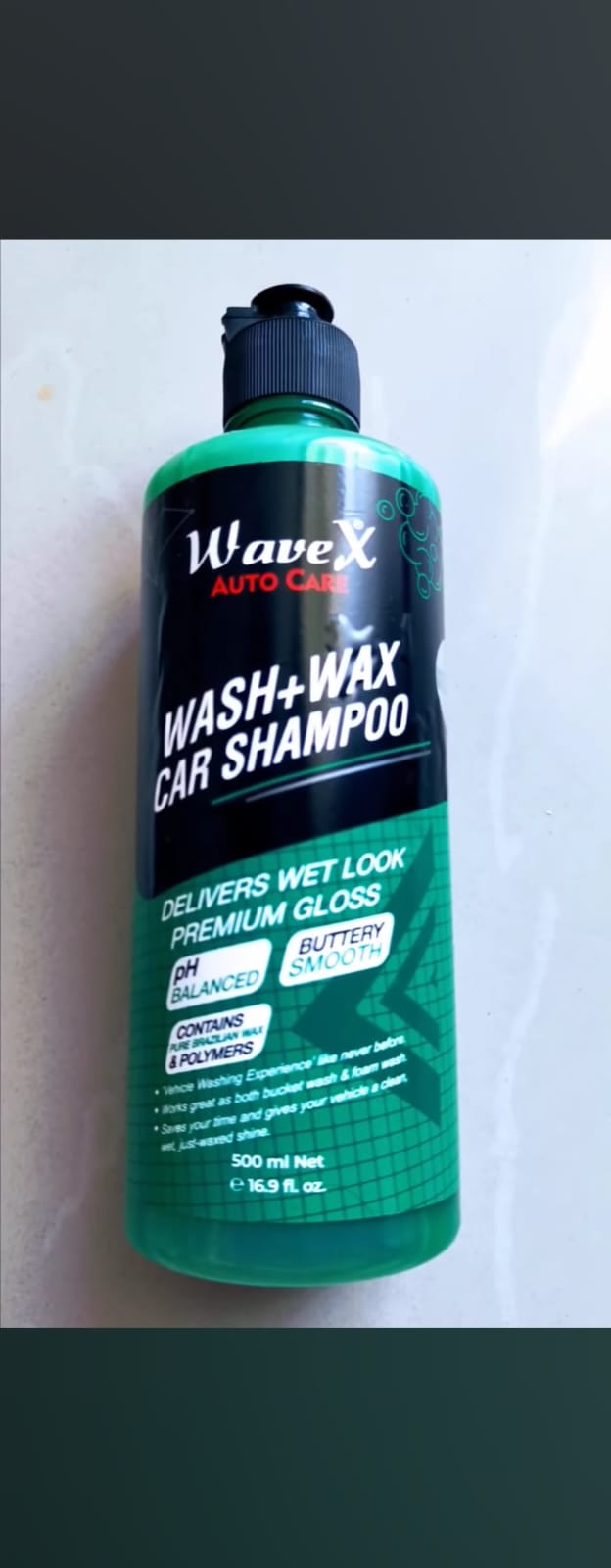 WaveX Auto Care | Wash + Wax Car Shampoo – 200ml | Delivers Wet Look & Premium Gloss | Made in Pakistan