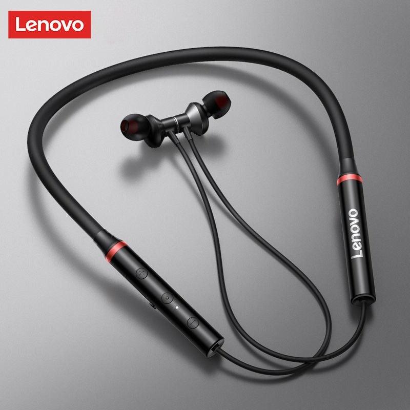 Lenovo Premium Bluetooth Neckband Model 05 – Super Bass Wireless Earphones with Clear Voice & Fast Charging (Black)