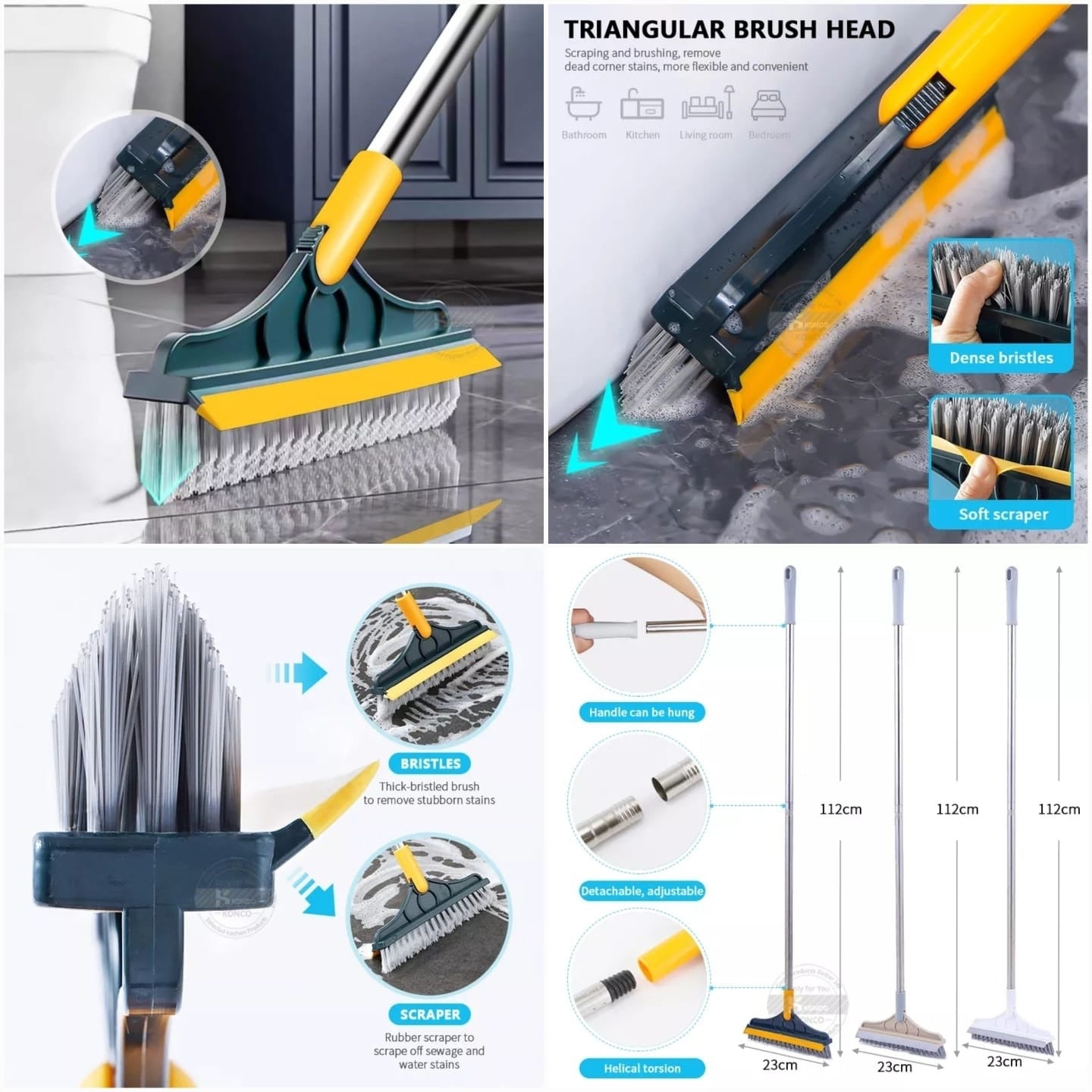 2 In 1 Floor Cleaning Brush Bathroom Tile Windows Floor Cleaning Brush With 120° Rotatable Head – Multipurpose Bathroom Floor Cleaning Brush – Floor Brush Scrubber | Floor Cleaning Brush
